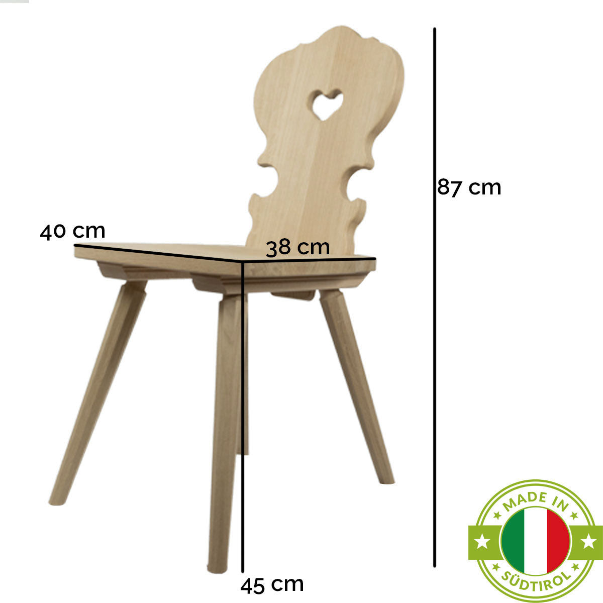 Bauernstuhl aus Eichenholz aus Südtirol- Wohnzimmer, Esszimmer Küche