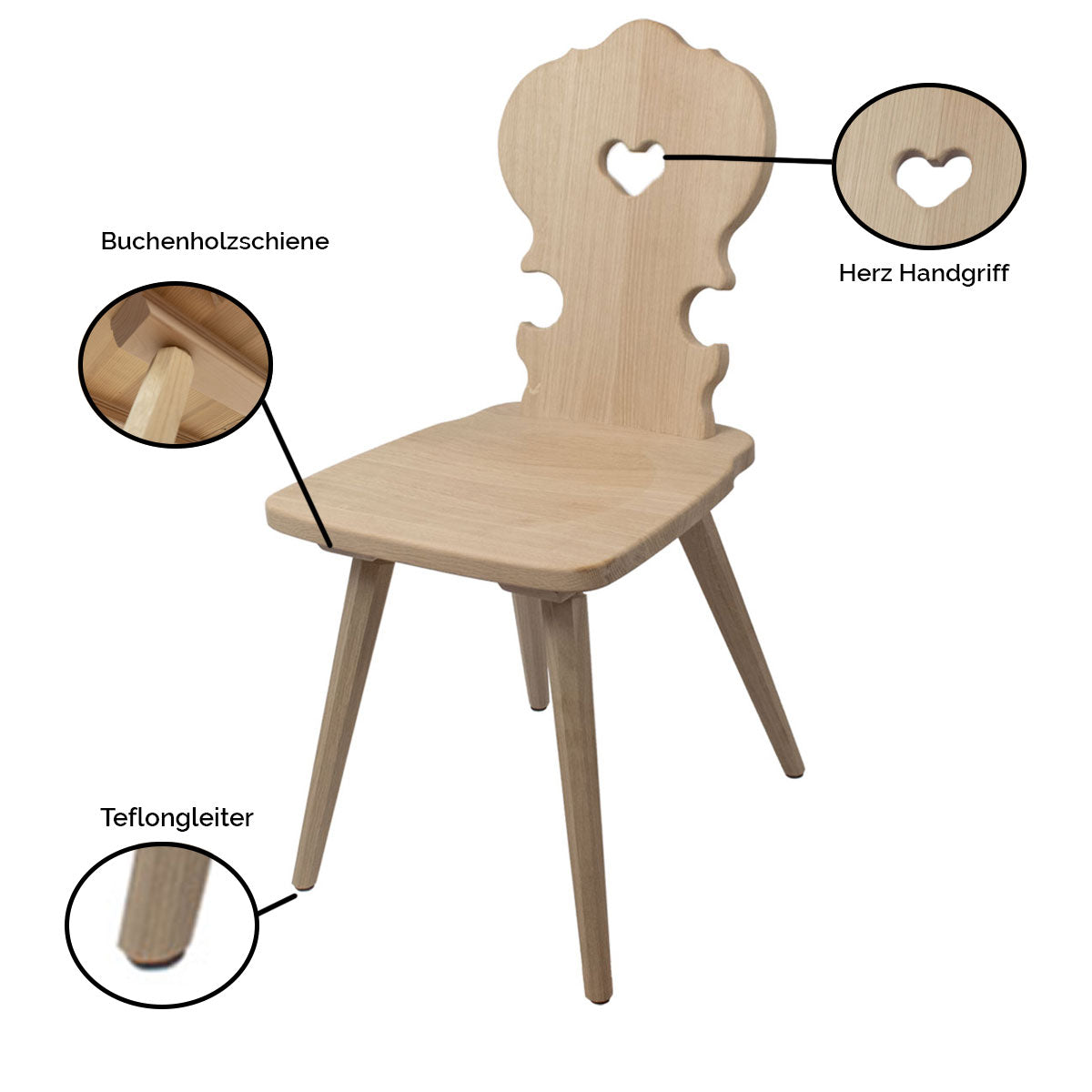 Bauernstuhl aus Eichenholz aus Südtirol- Wohnzimmer, Esszimmer Küche