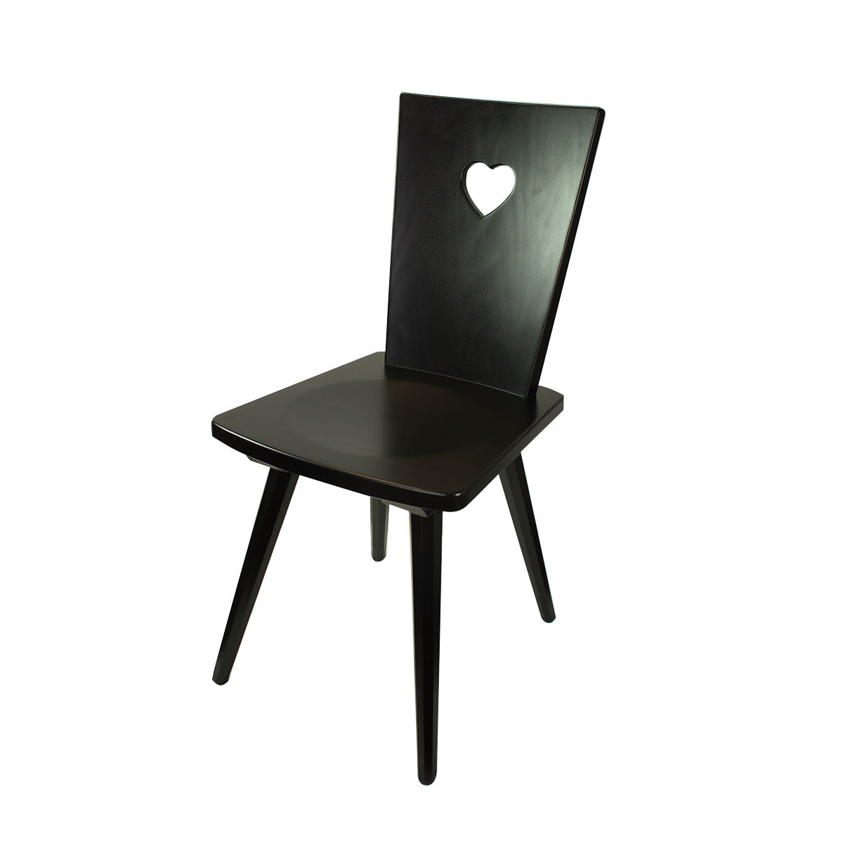 Eleganter Stuhl 'Black or White' | Vollholz Buche | deckend lackiert | Griff herzförmig | in Schwarz oder Weiß erhältlich