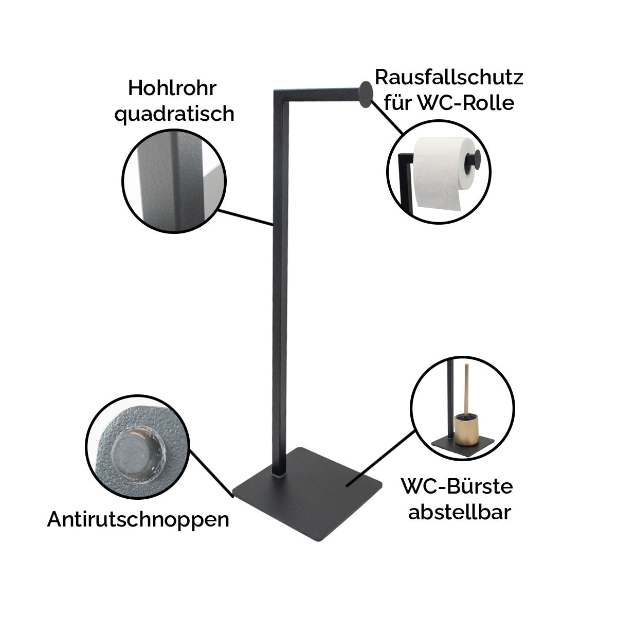 Toilettenpapier Ständer 'Levi' | Metallhohlrohr lackiert | in verschiedenen Ausführungen | Manufactured in Europe