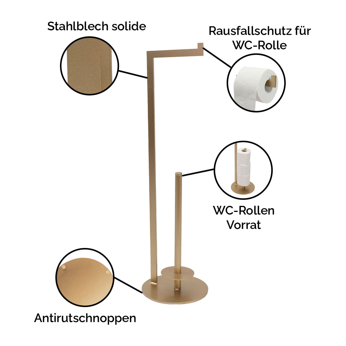 Toilettenpapier Ständer 'Zoe' | Stahlblech 6 mm lackiert | in verschiedenen Ausführungen | Manufactured in Europe