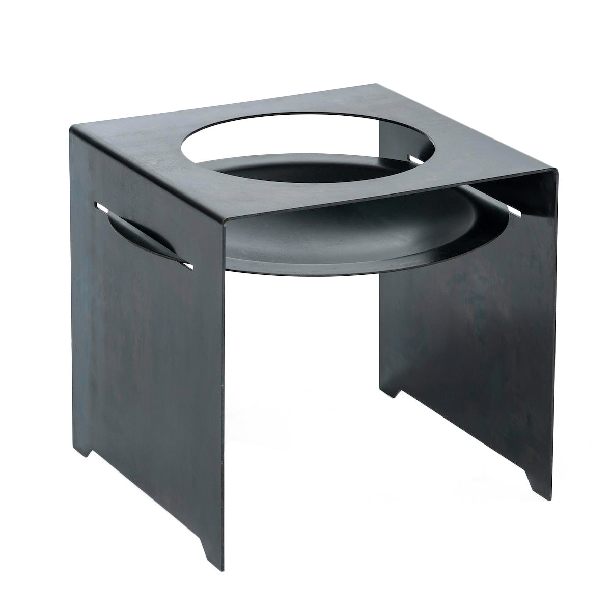 Schlichte Feuerschale 'Circle Square' | aus Stahlblech | robust und langlebig | B 50 x T 50 x H 45 cm | Hergestellt in Deutschland