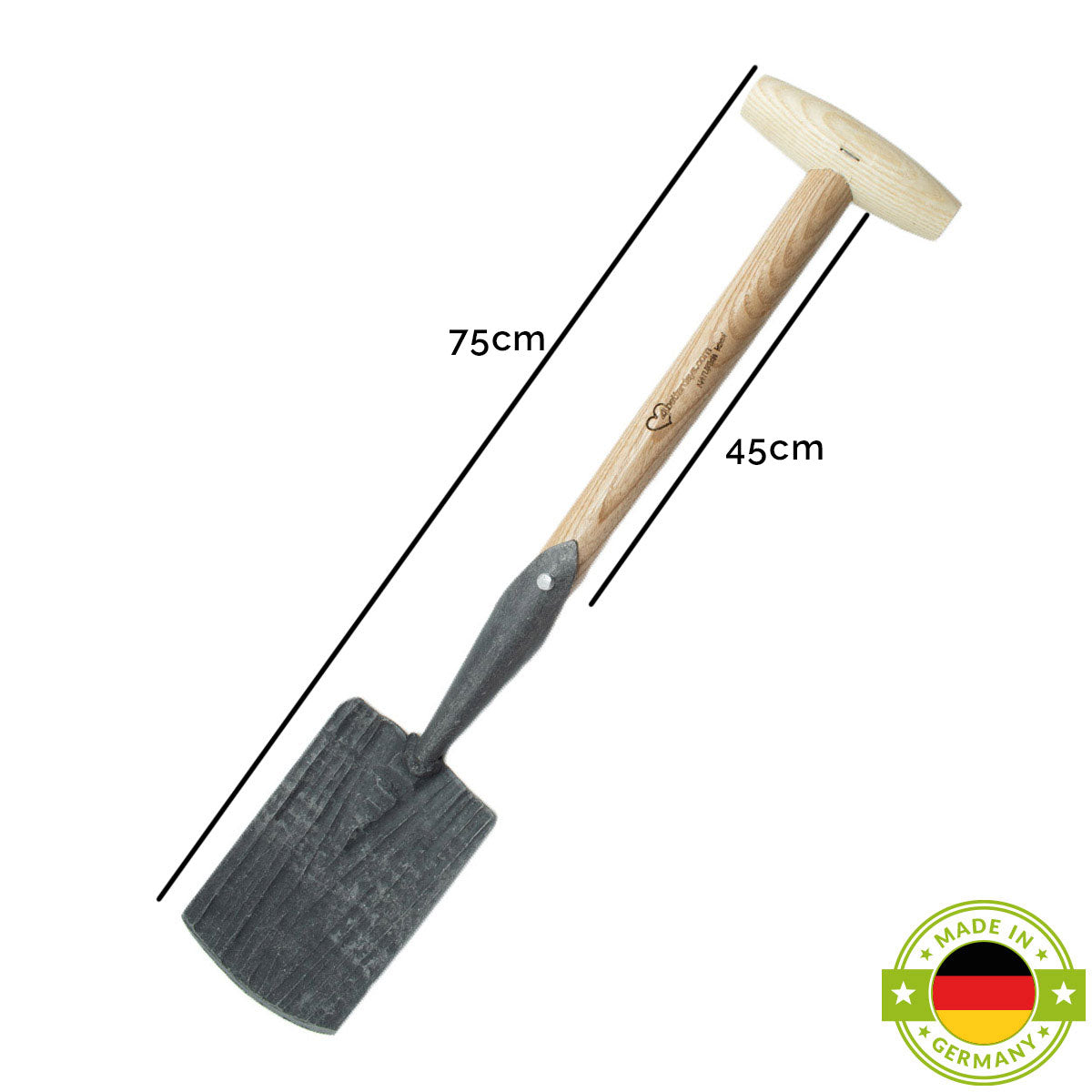 Handspaten | aus Schwedenstahl | mit stabilem Eschen-T-Stiel 45 cm | handgeschmiedet in Deutschland