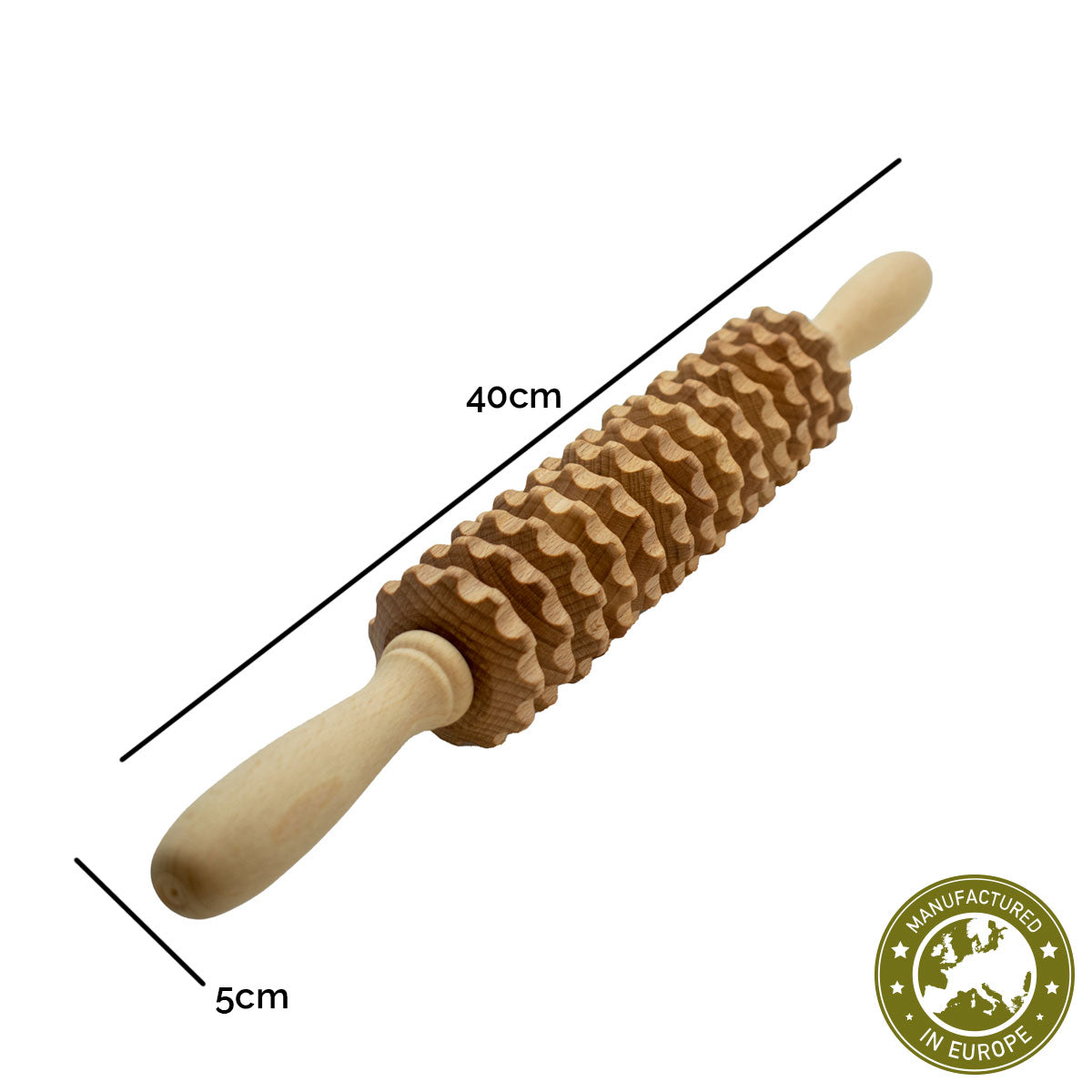 Zahnradwalze | Buche massiv | 2 Griffe | in verschiedenen Ausführungen | Faszienrolle Massagegerät | Manufactured in Europe