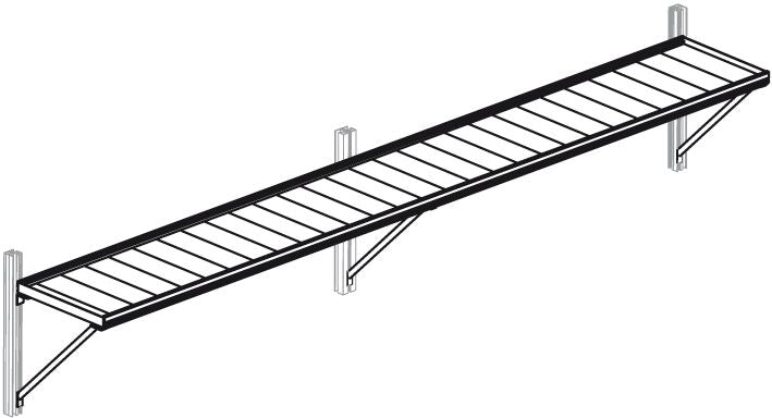 Hängebord 'Luxemburg' | Größe II | B 26 x H 3 x L 153 cm | Alu-Profil und Kunststoff-Einlegeplatten weiß | für Gewächshaus | Made in Germany