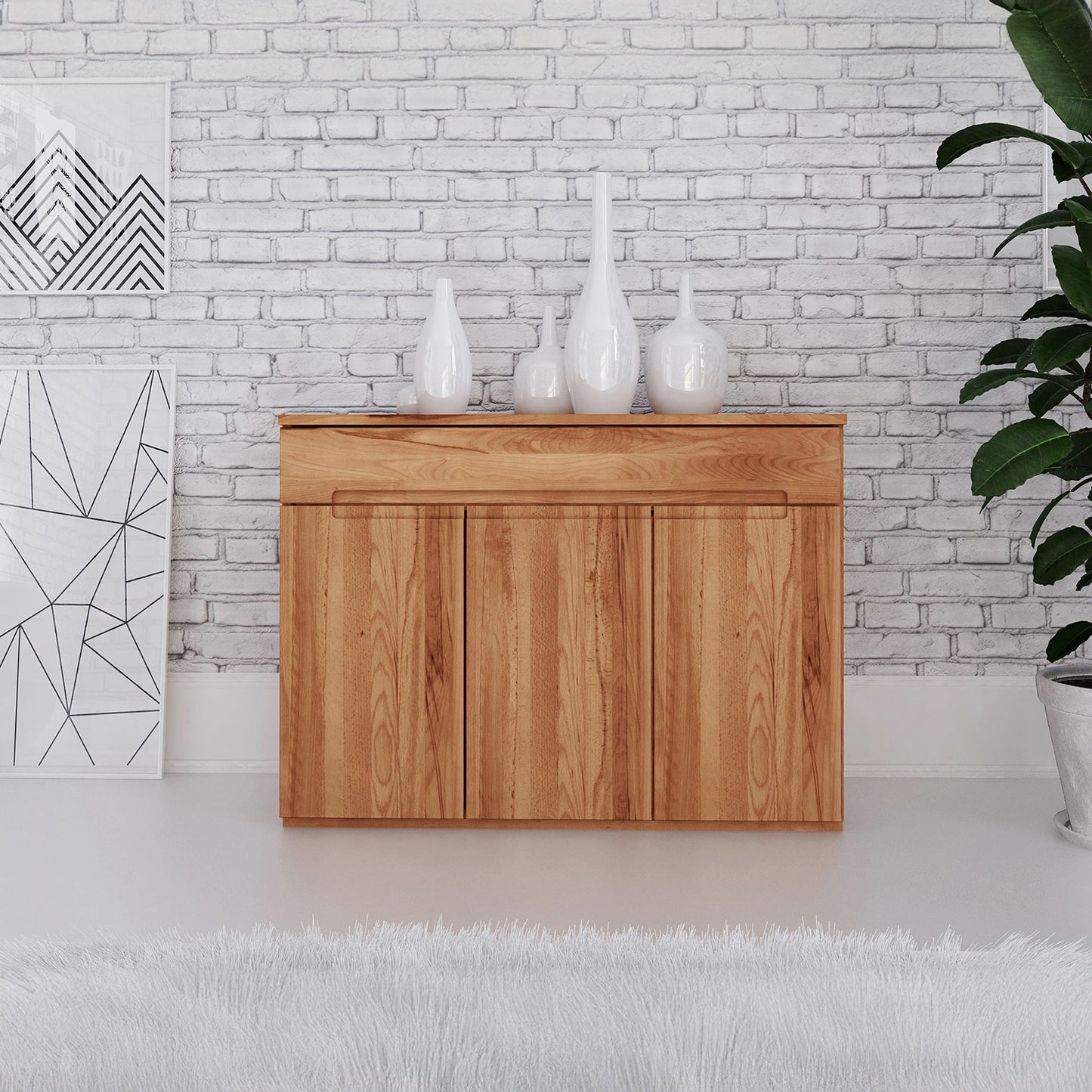 Kommode 'Elegant Big Two' aus massiver Buche, 1 Schublade und 3 Türen