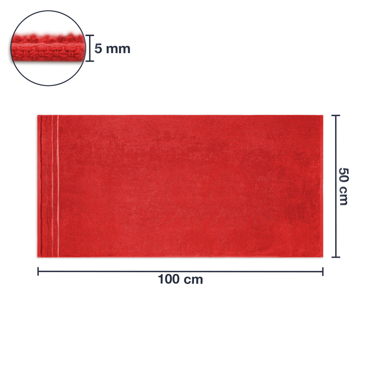 Frottier Handtuch 'Enrico' | 50 x 100 cm | 100% Baumwolle | in Rot