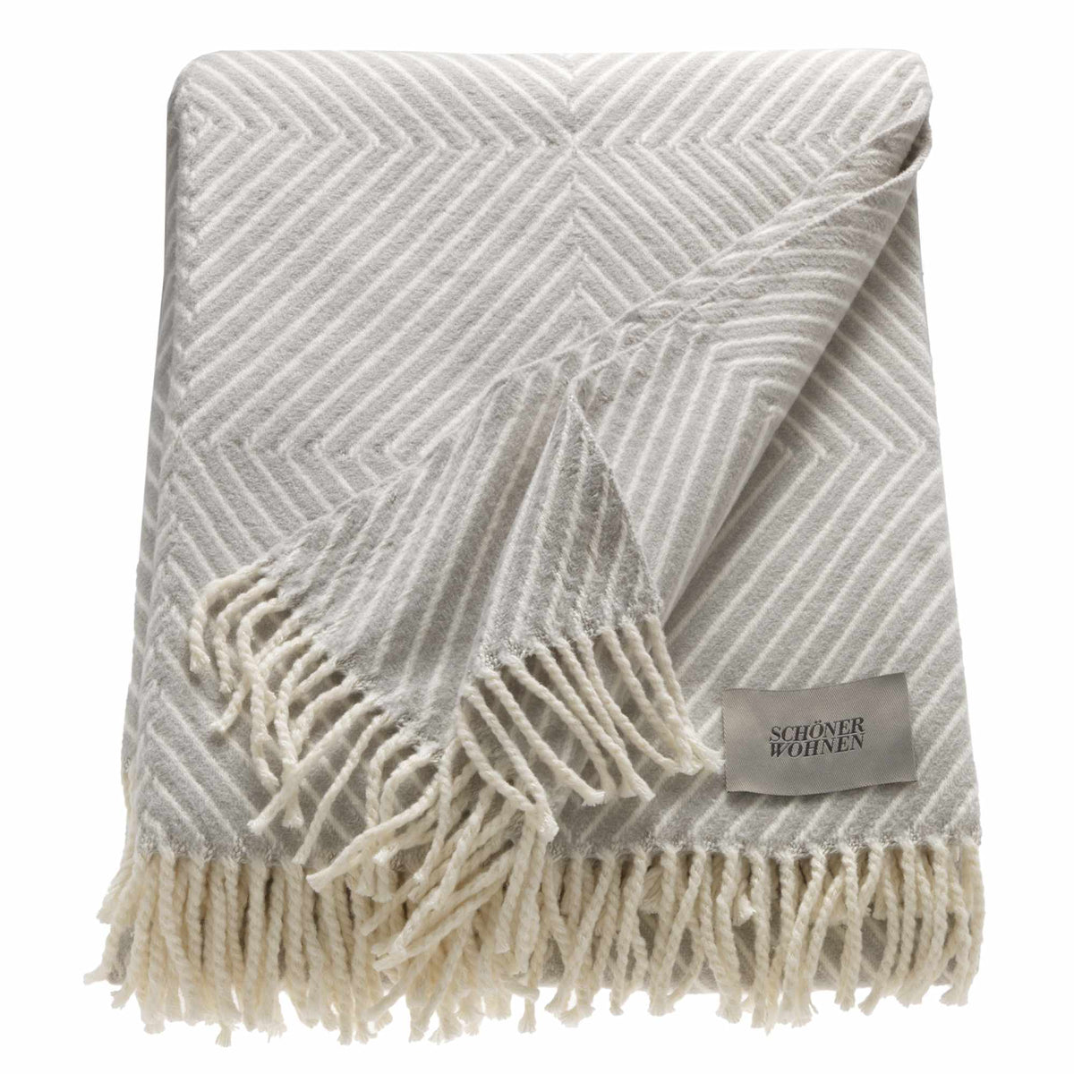 Kuscheldecke 'Tebas' | 140x200 cm | BW und PA | Streifen-Design | Hellgrau/Weiß | waschbar