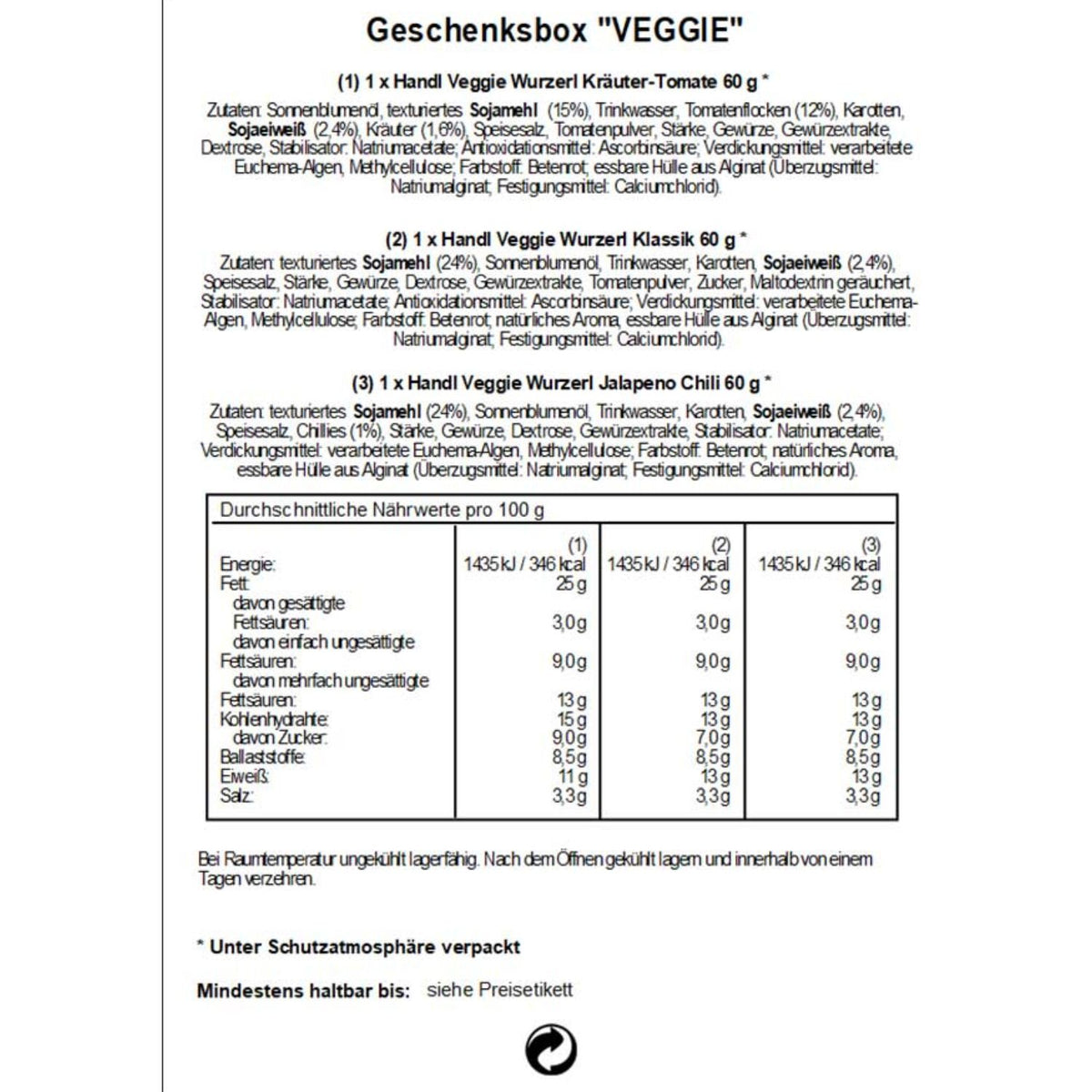 Genussbox 'Veggie' | 6 vegane Würste | 390 g | Geschenkskarton