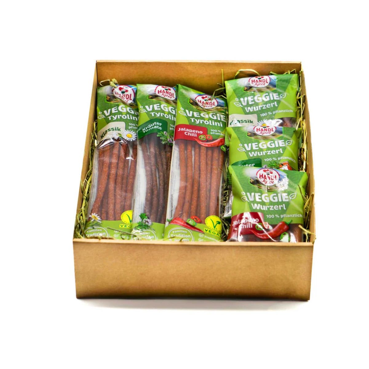 Genussbox 'Veggie' | 6 vegane Würste | 390 g | Geschenkskarton
