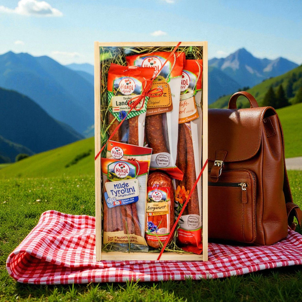 Genusskiste 'Lorbeer' | 5 Würste | 660 g | Holzkiste