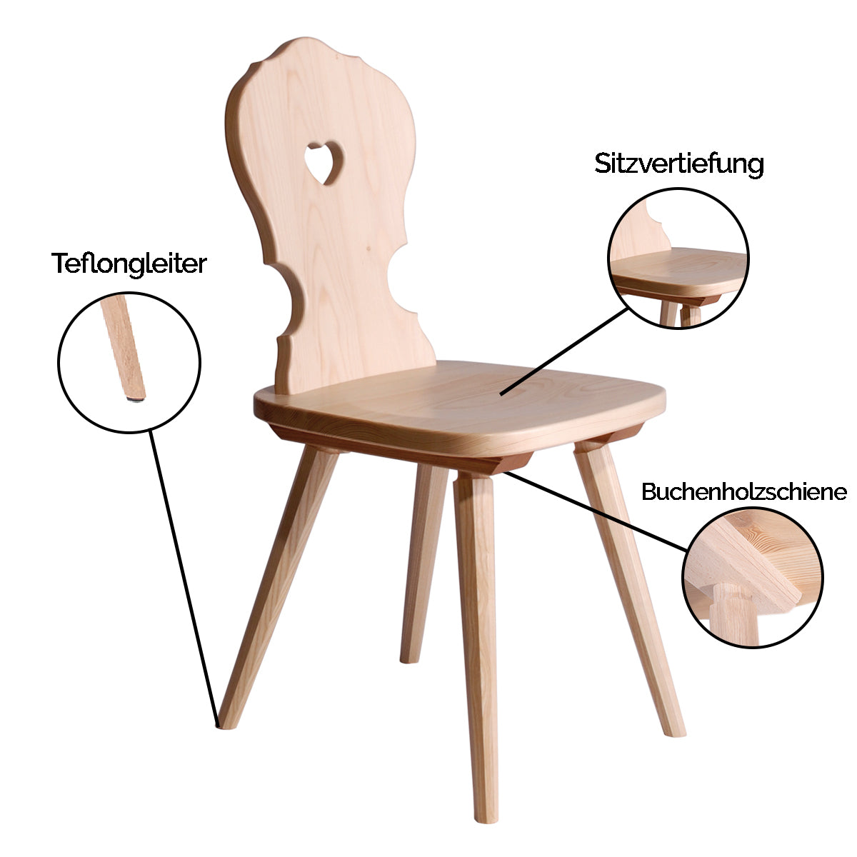 Stuhl aus Massivholz-für Esszimmer, Küche und Wohnzimmer