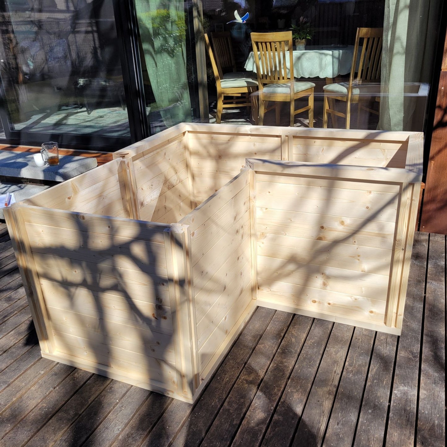 Baukastenbeet 'Modul M3' | Eckmodul | B 153 x T 153 x H 80 cm | Fichte | inkl. Noppenfolie + Wühlmausgitter | Made in Austria