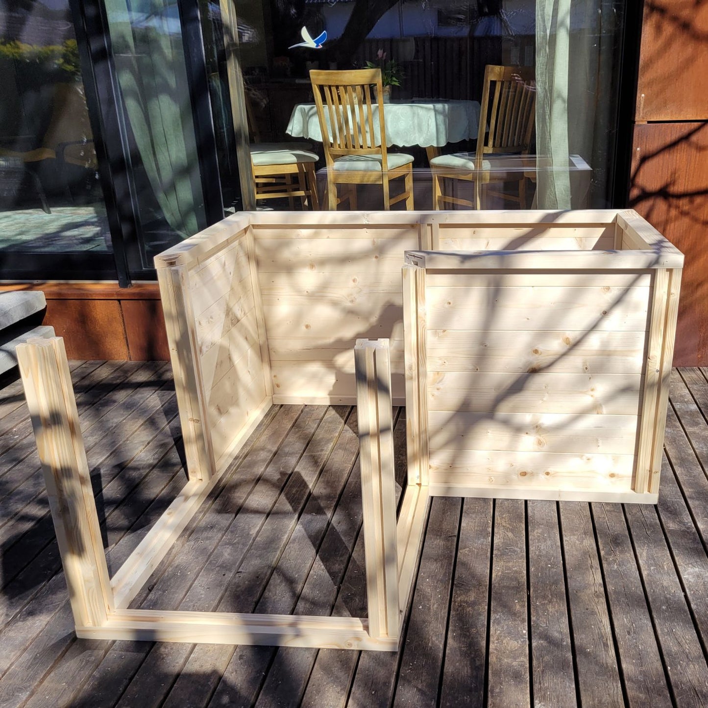 Baukastenbeet 'Modul M3' | Eckmodul | B 153 x T 153 x H 80 cm | Fichte | inkl. Noppenfolie + Wühlmausgitter | Made in Austria