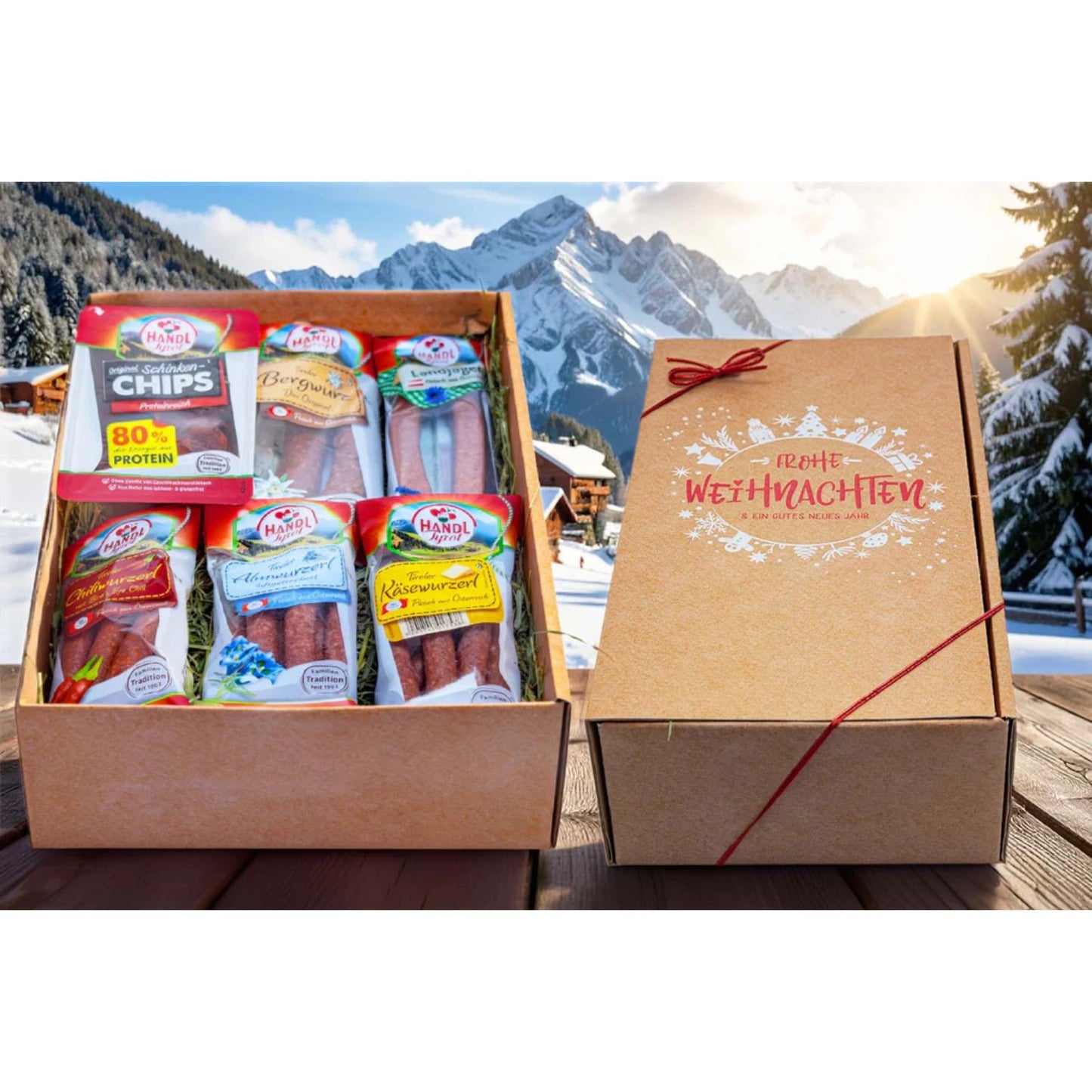 Weihnachts-Genussbox 'Rosmarin' | 6 verschiedene Würste | 590 g | im Geschenkskarton | Made in Austria