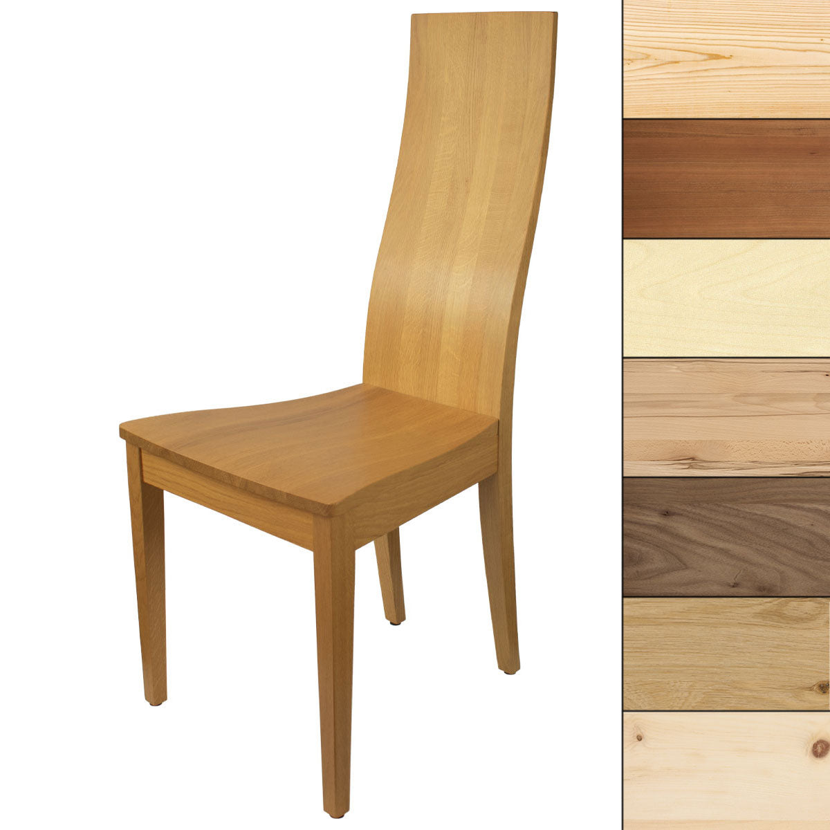 Eleganter Stuhl - 'Sitwell Fine' in verschiedenen Holzarten - Massives Designhandwerk