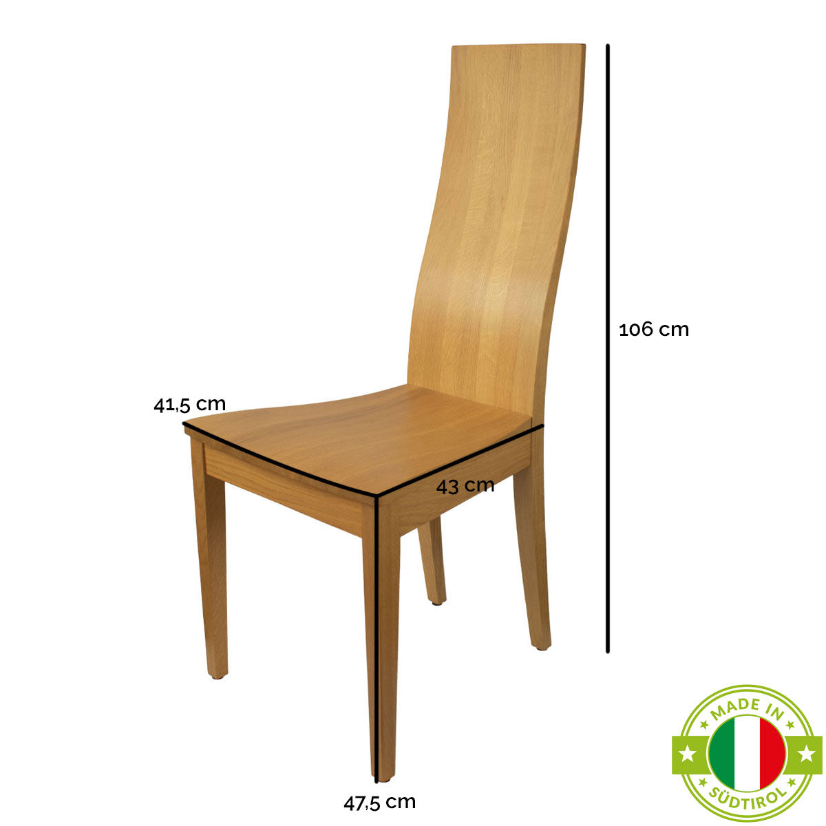 Eleganter Stuhl - 'Sitwell Fine' in verschiedenen Holzarten - Massives Designhandwerk