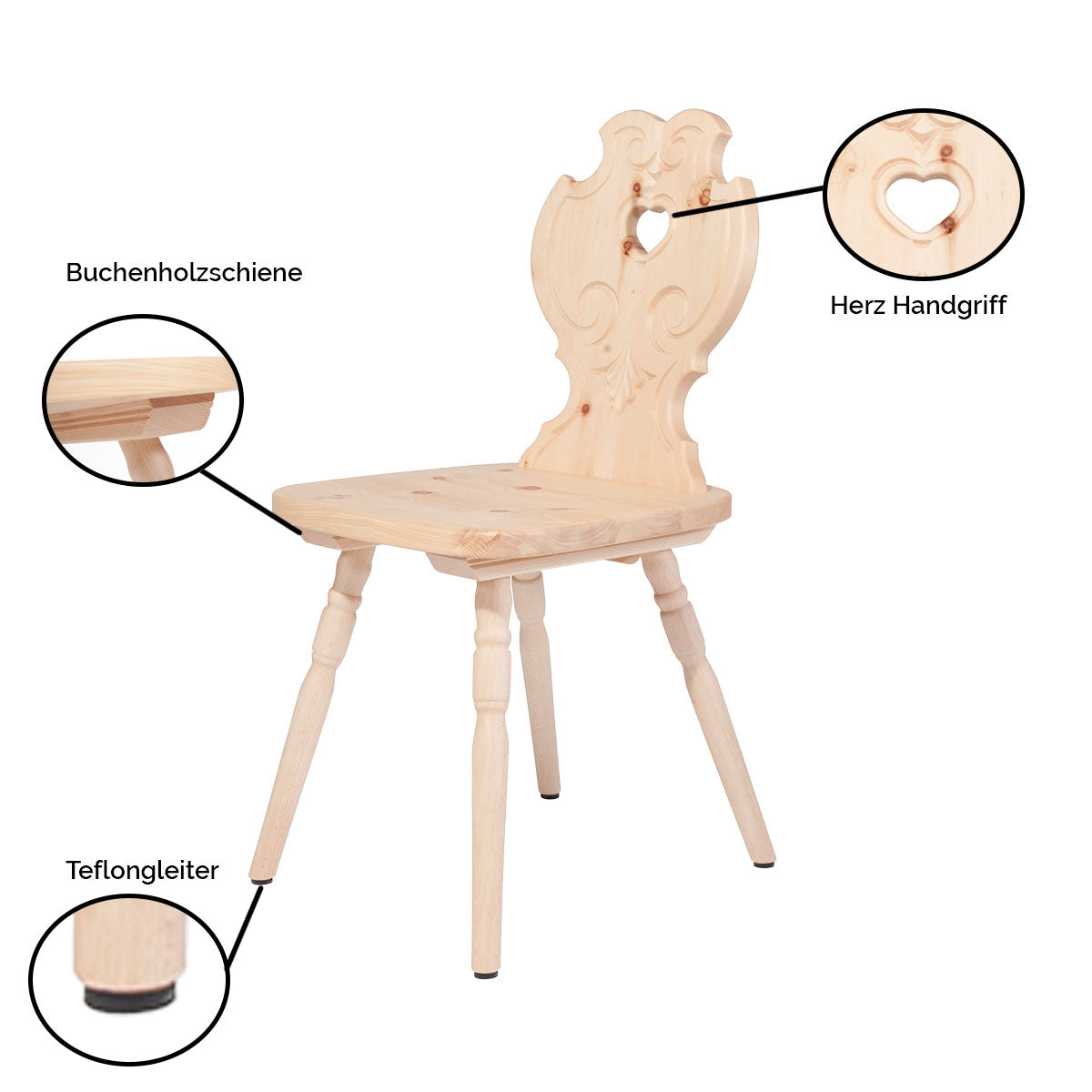 Bauernstuhl aus Zirbe- Wohnzimmer und Küche