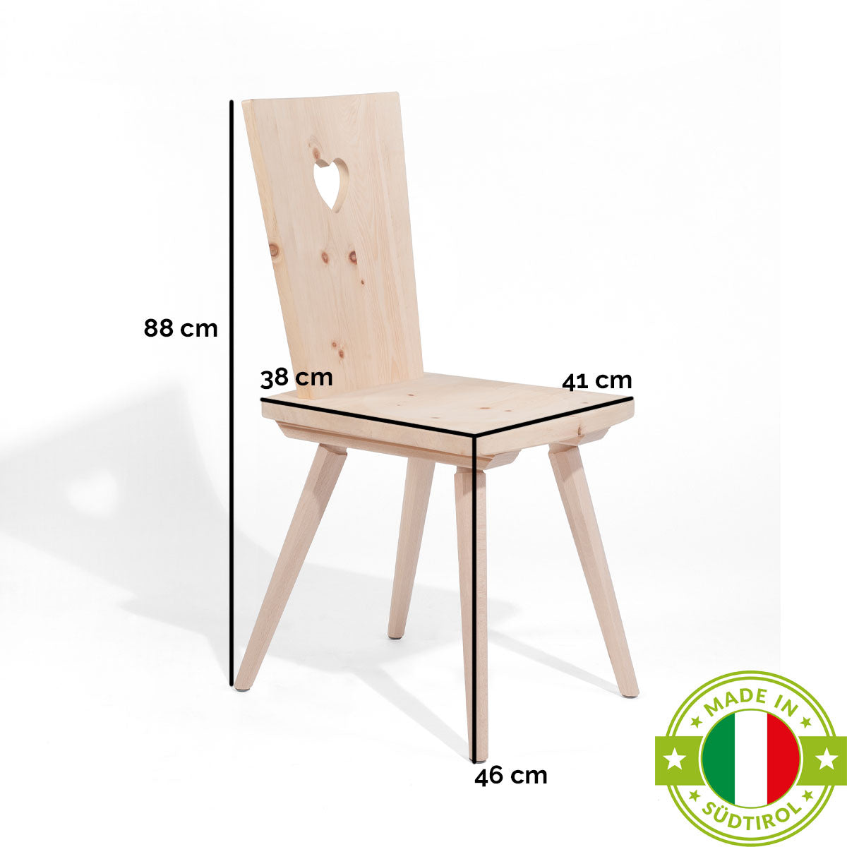 Stuhl aus Zirbenholz für Küche, Wohnzimmer, Esszimmer