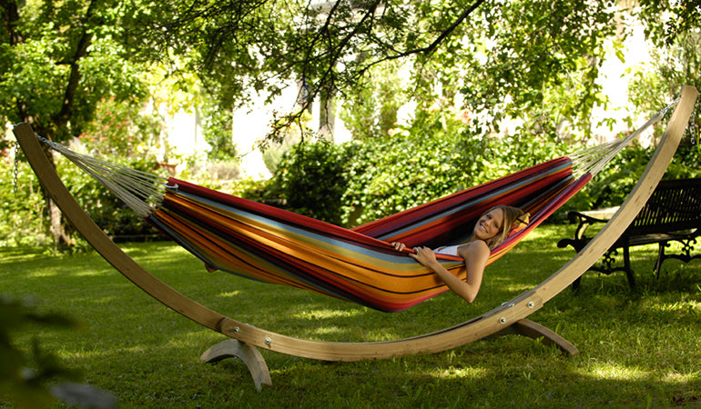 Hängematte Barbados mit Liegekissen aus Schafwolle | B 150 x L 230 | Belastbarkeit max. 200 kg | Made in Austria