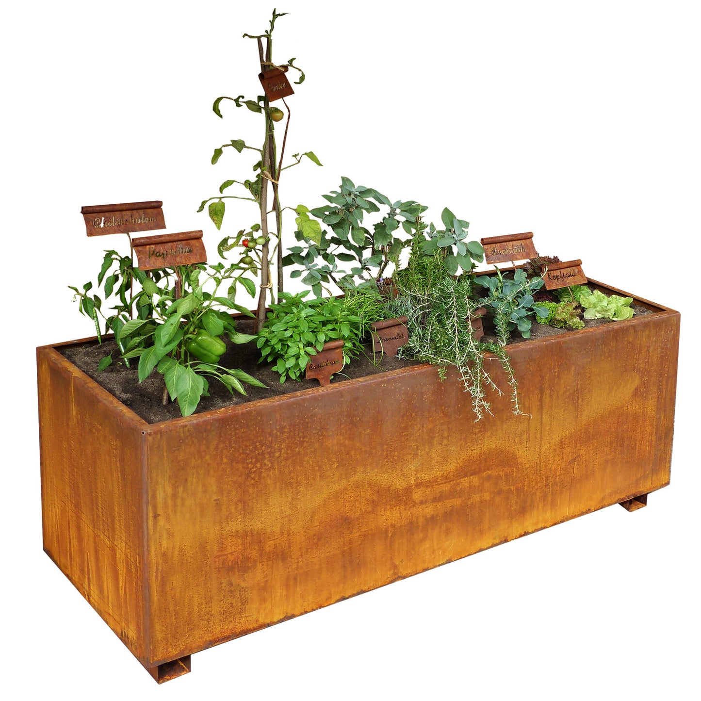 Hochbeet / Pflanztrog 'Industrial Look' | Edelrost | inkl. Zwischenboden | langlebig | Länge 125, 150 oder 170 cm | Made in Germany