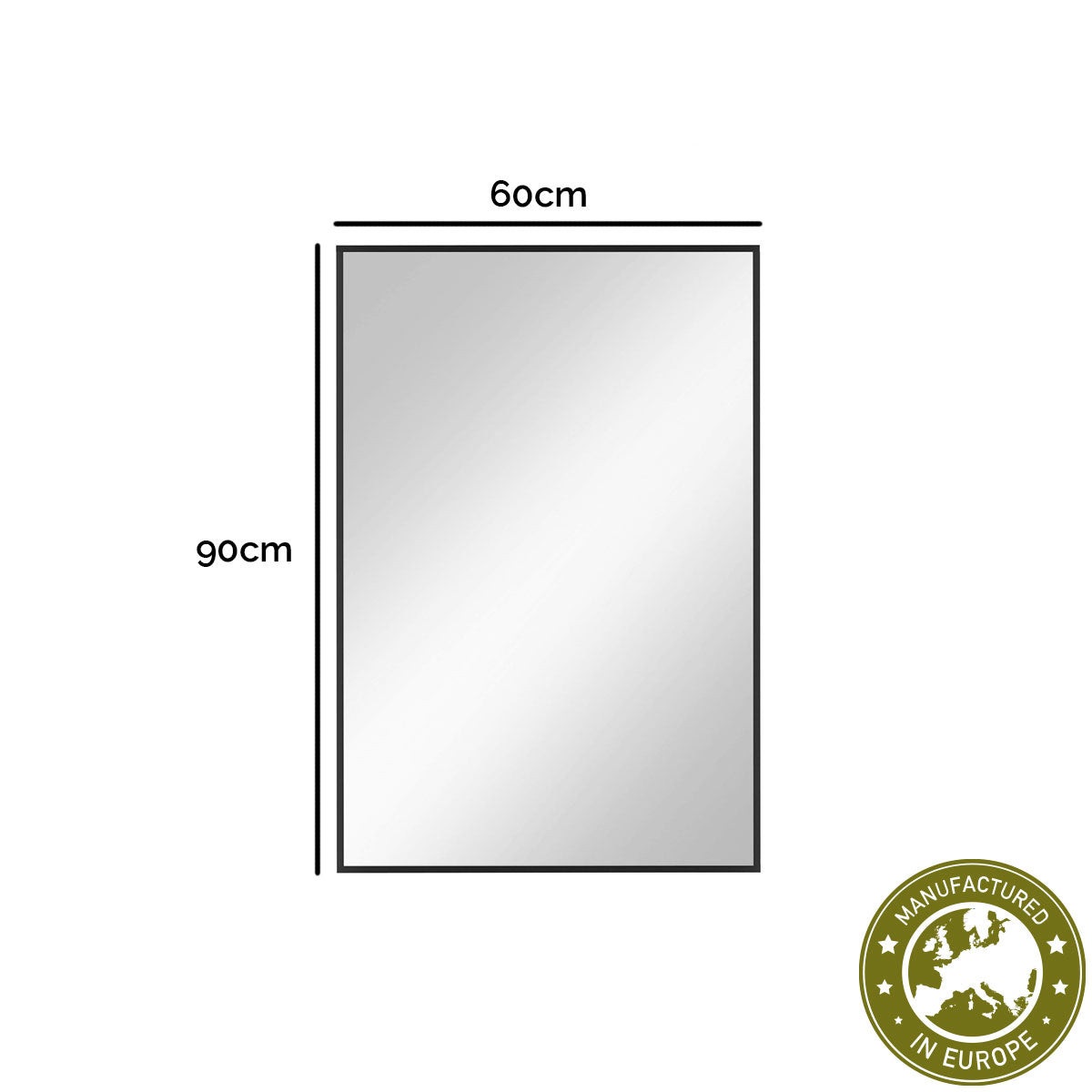 Spiegel rechteckig 'Er' | 60 x 90 x 0,4 cm | Gold, Silber, Schwarz oder Weiß | Manufactured in Europe