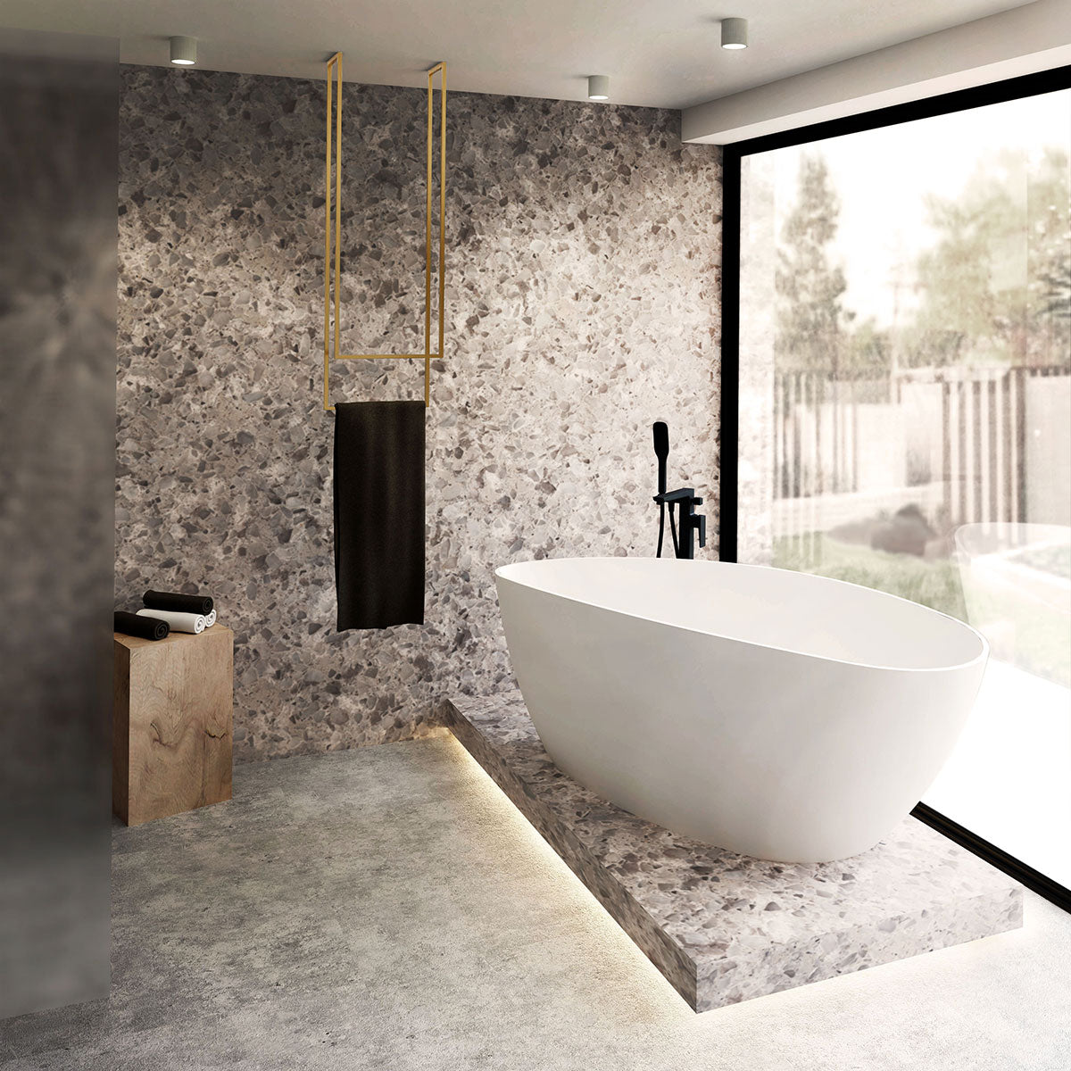 Handtuchhalter zweiläufig hängend 'Liam' | Metallhohlrohr lackiert | B 40 oder 50 x T 20 x H 110 oder 130 cm | Gold oder Schwarz | Manufactured in Europe