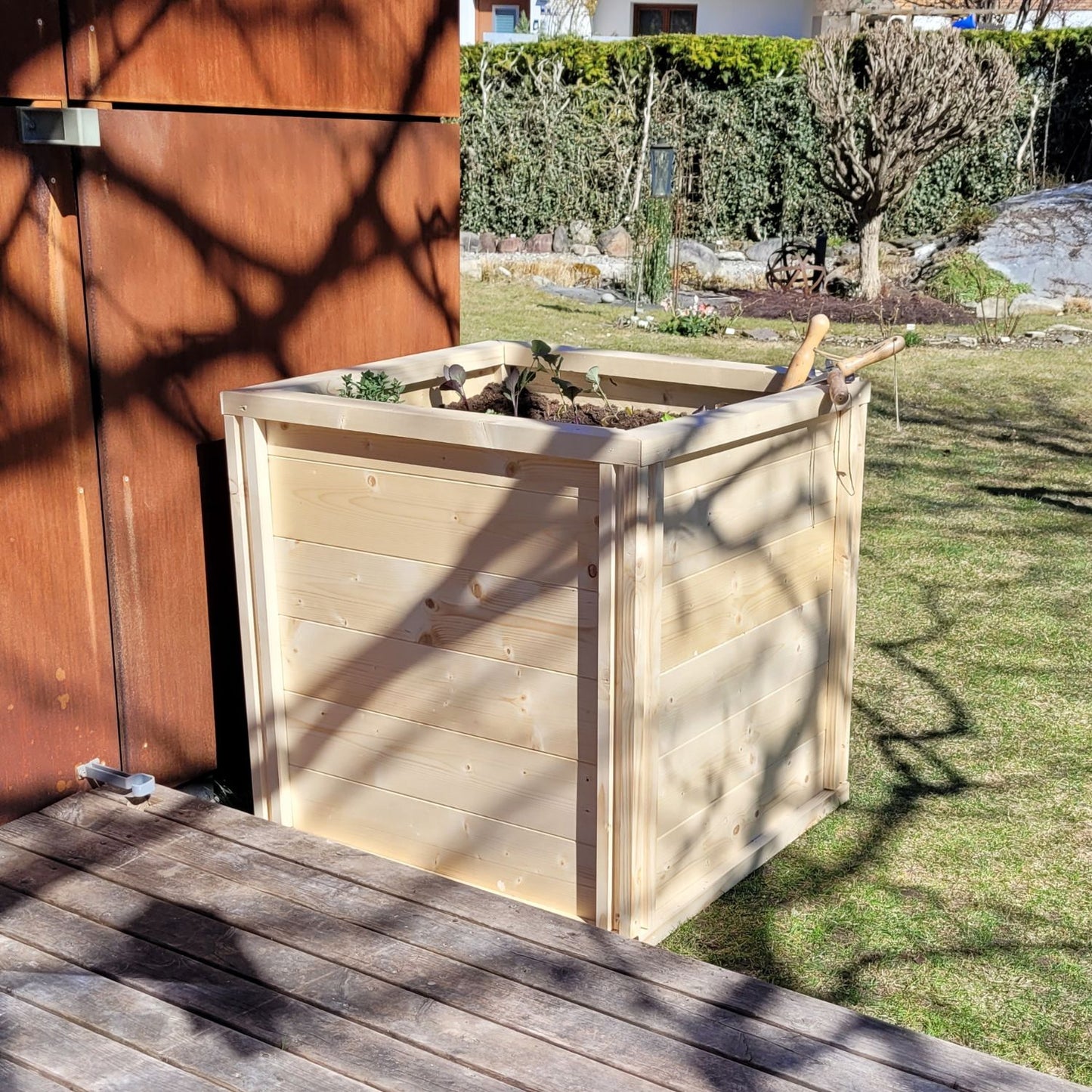 Baukastenbeet 'Modul M1' | Grundmodul | B 80 x T 80 x H 80 cm | Fichte | inkl. Noppenfolie + Wühlmausgitter | Made in Austria