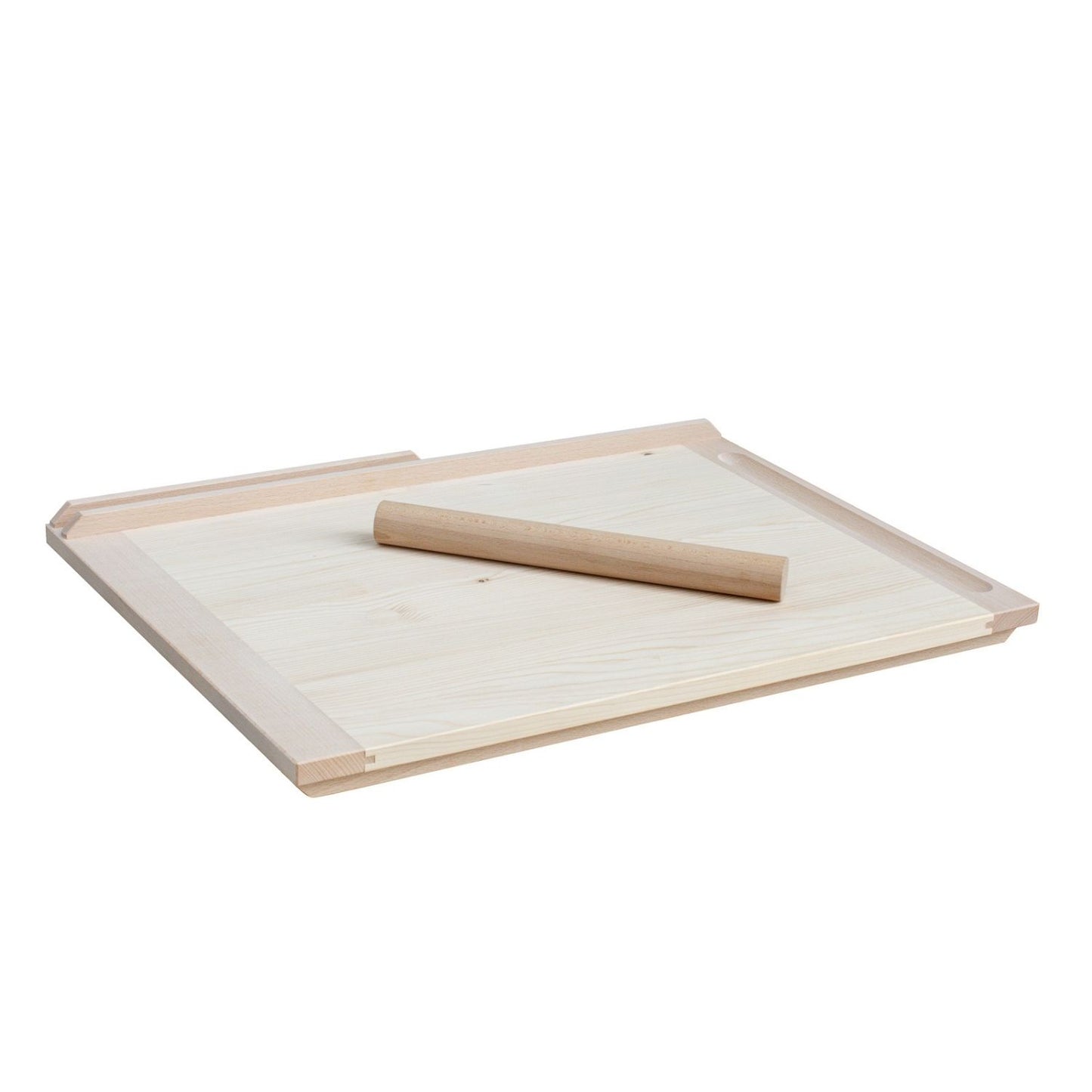 Nudel- / Backbrett '2.0' | inkl. Nudelholz | Vollholz | B 65 x T 47 x H 5 cm | Made in Germany