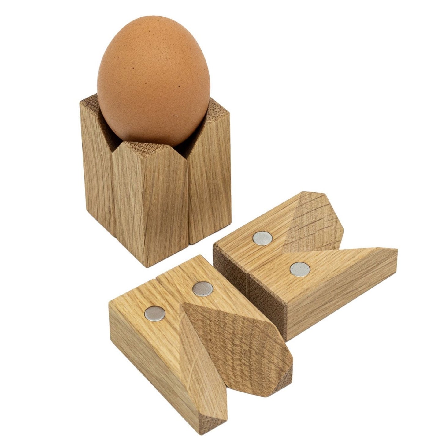 Eierbecher | 2er-Set | Eiche, Magnet | B 4,4 x T 4,4 x H 6 cm | Made in Germany