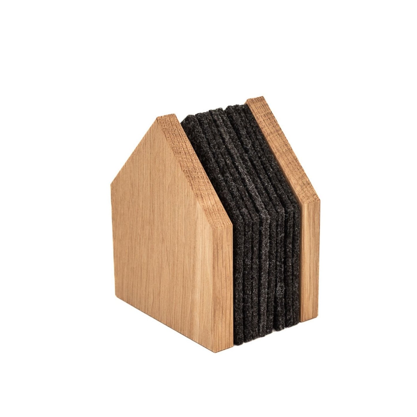 Glasuntersetzer 'Gasthaus' | 8 Stück | Eiche, recycelter PET-Filz | B 7 x T 9 x H 11,5 cm | in verschiedenen Farben | Made in Germany
