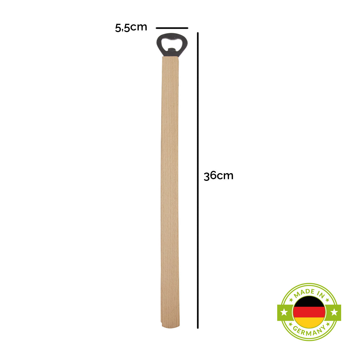Grillzange aus Buchenholz mit eingebautem Flaschenöffner | 360x55x40 mm | Made in Germany