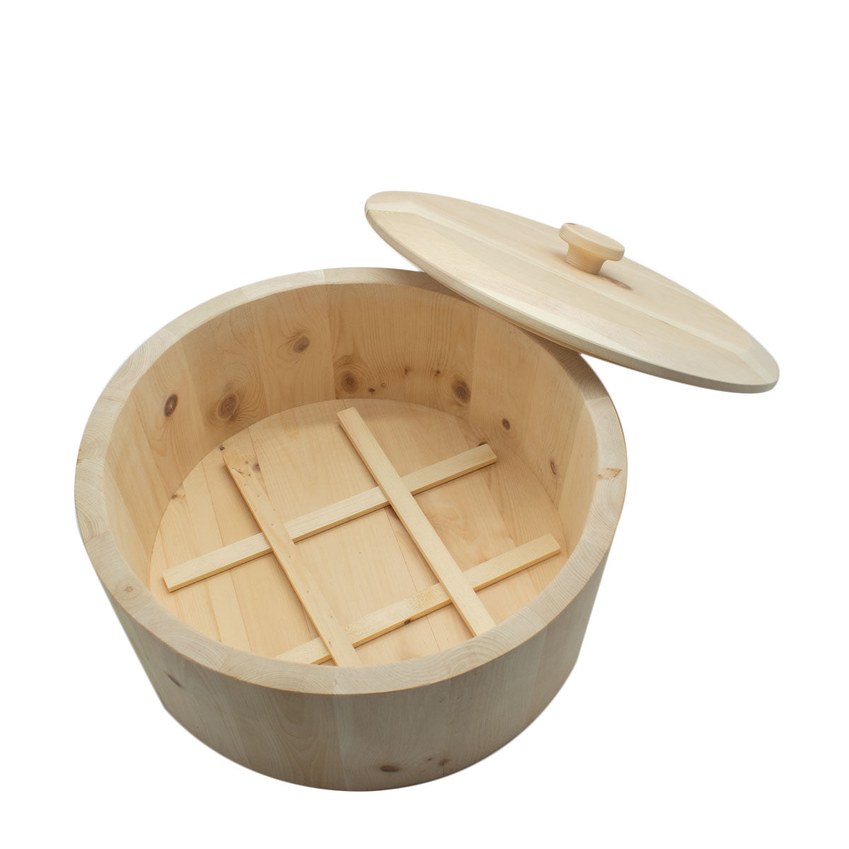 Runder Brotkasten | massives Zirbenholz | DM 35 x H 23 cm | abnehmbarem Deckel | inkl. Zirbengitter | Made in Europe