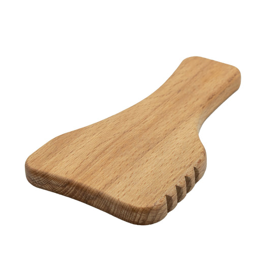 Gua Sha Madero Gesicht-Spatel | Buche massiv | 4 Kerben | Faszienschaber Massagegerät | Manufactured in Europe