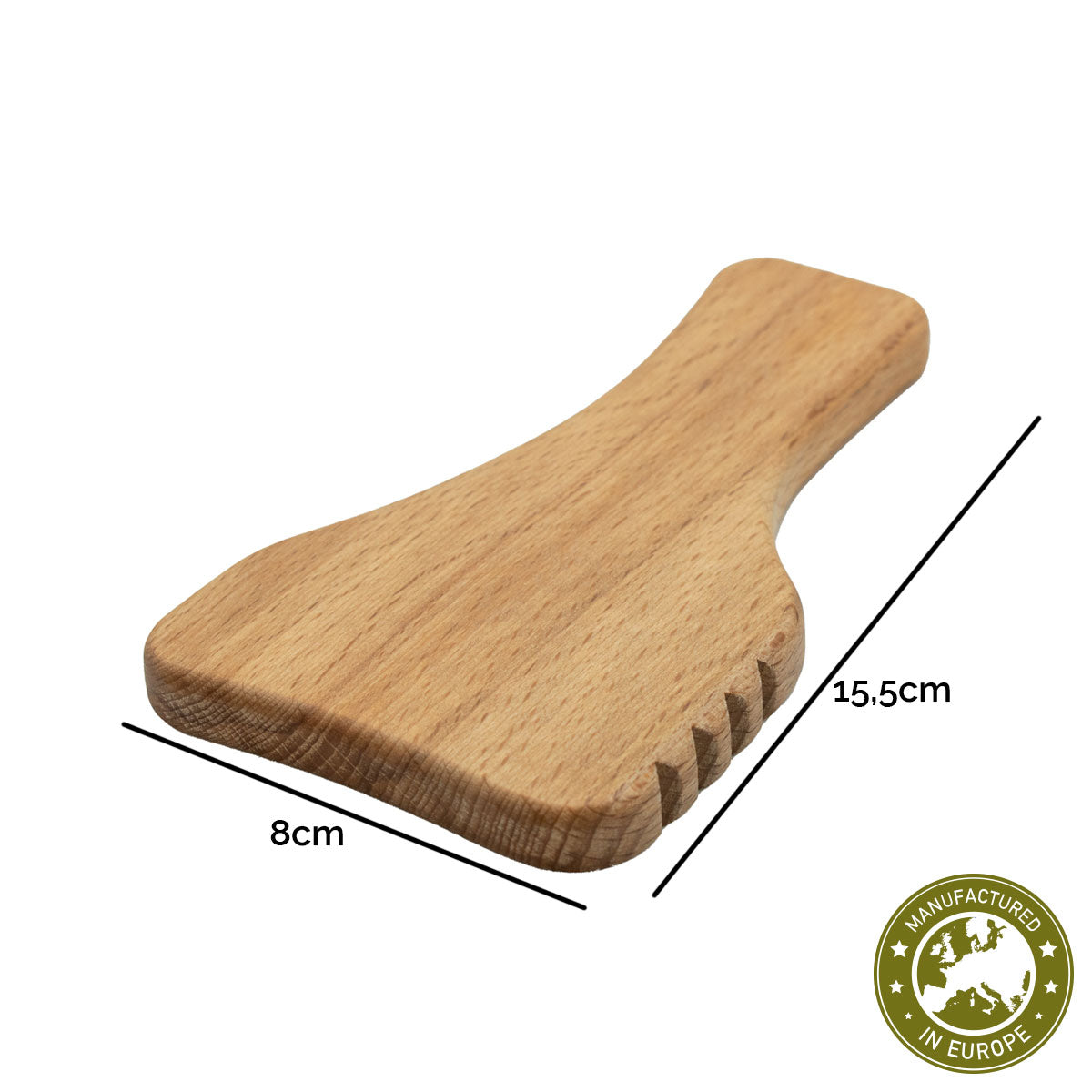 Gua Sha Madero Gesicht-Spatel | Buche massiv | 4 Kerben | Faszienschaber Massagegerät | Manufactured in Europe