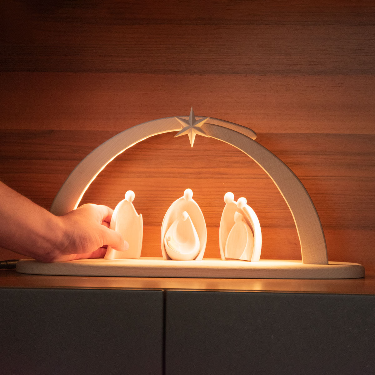 Stall mit Beleuchtung natur - 9 teilig