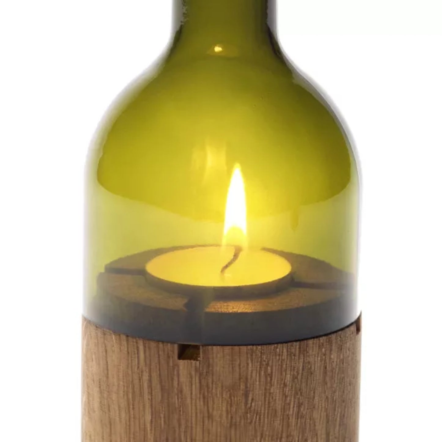Windlicht 'Windy' | in verschiedenen Farben | Glas und geölte Eiche | H 28 cm Ø 7,5 cm | Made in Germany