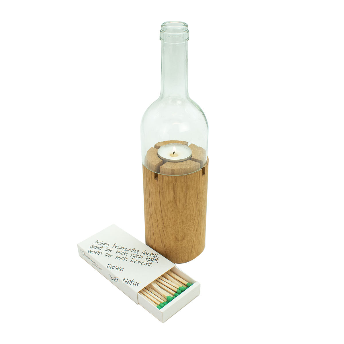 Set aus Windlicht 'Windy' und Zündhölzern | klar oder grün