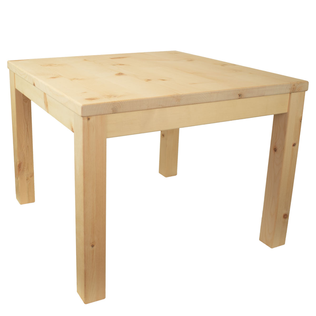 Kinder Sitzgruppe ‘Sweetheart’ | Zirbenholz roh | 1 Tisch L 70 x B 70 x H 63 und 4 Stühle B 30 x T 28 x H 63 cm | Made in Südtirol