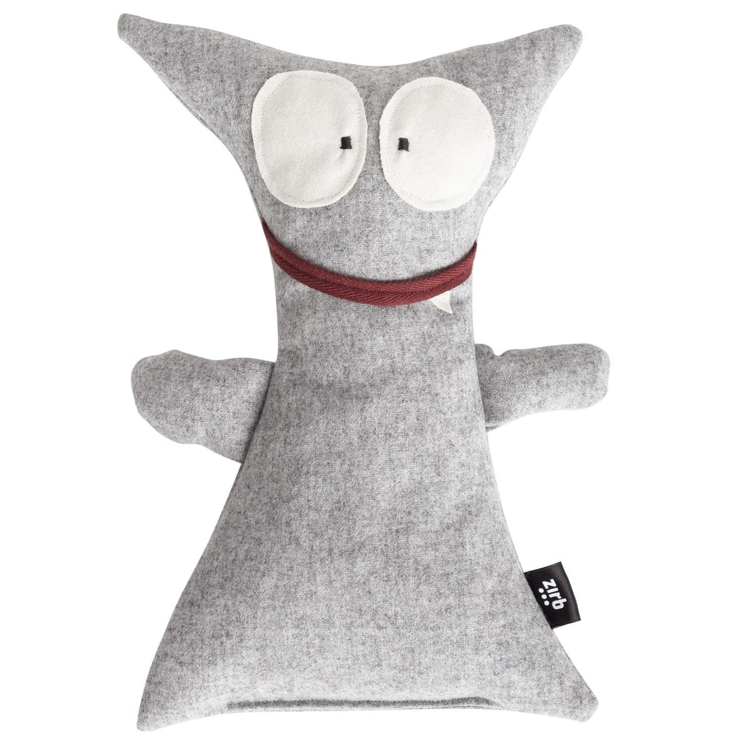 Kuscheltier | Bergmonster 'Rocky' | Merinoloden | Fülle Zirbenholzgranulat | grau | L 18 x H 31 x T 6 cm | waschbar | Made in Austria