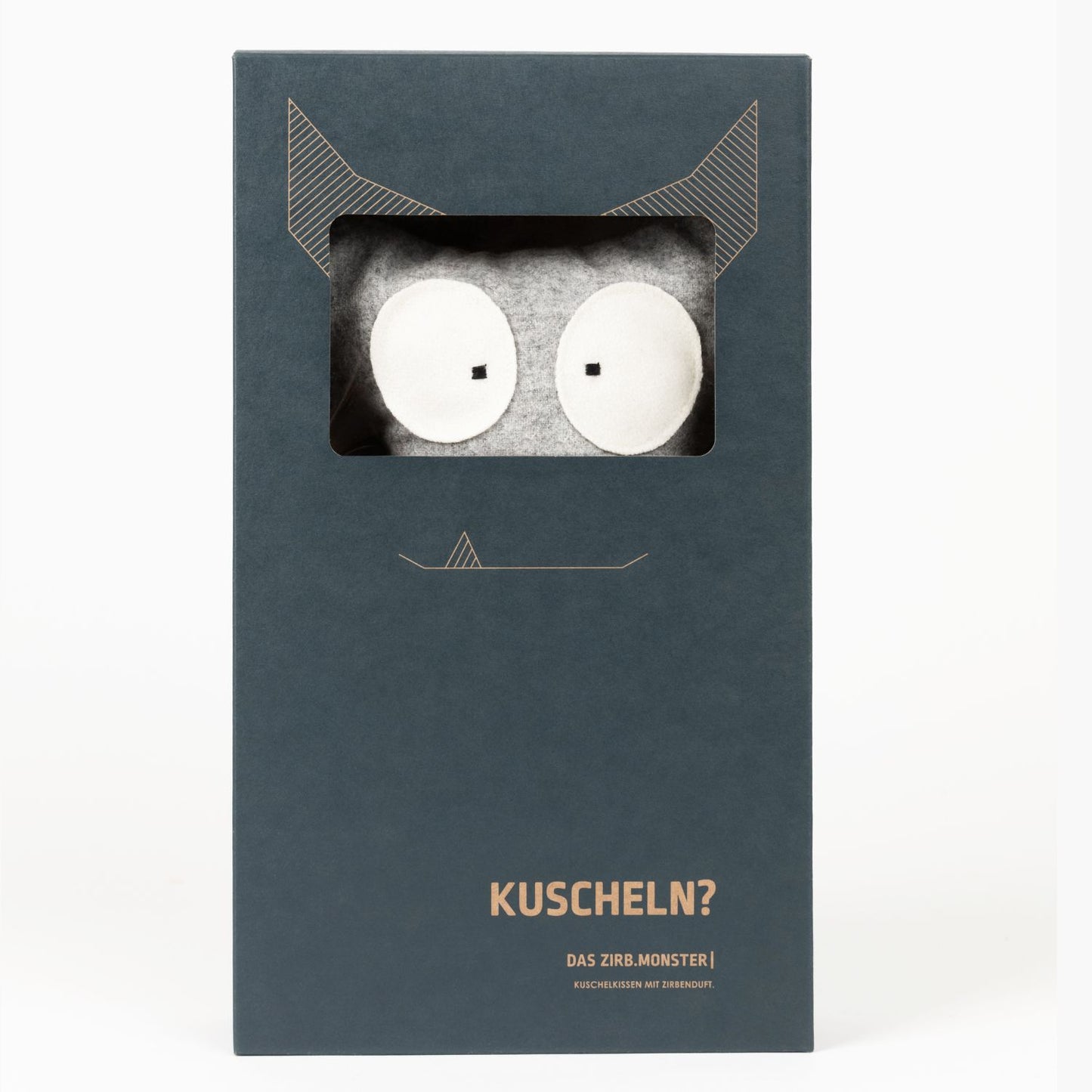 Kuscheltier | Bergmonster 'Rocky' | Merinoloden | Fülle Zirbenholzgranulat | grau | L 18 x H 31 x T 6 cm | waschbar | Made in Austria