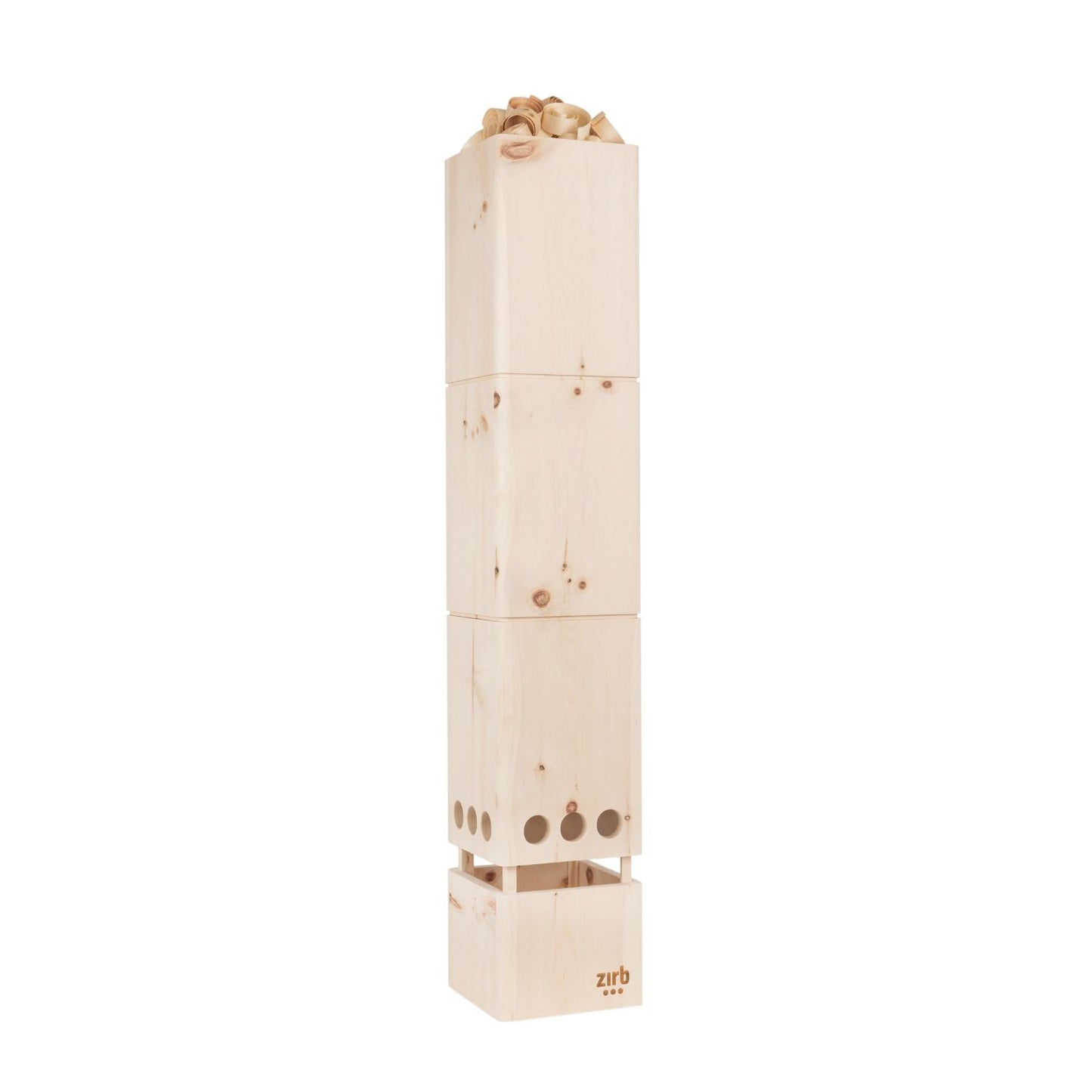 Raumlüfter 'Bergluft' | 4 x Essenz-ÖL 30 ml | Zirbenlocken 1500 g | L 22 x B 22 x H 120 cm | bis 100 m² | Zirbenholz | Netzstecke inkl. Kabel | Made in Austria