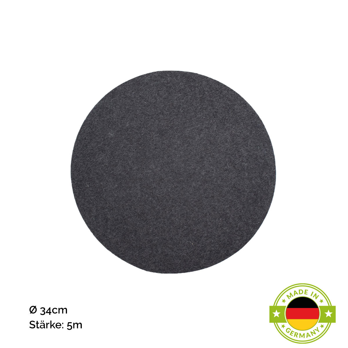 Sitzkissen oder Tischauflage 'Color' | rund 34 cm | Stärke 5 mm | 100% Schafwolle | in vielen Farben | Made in Germany