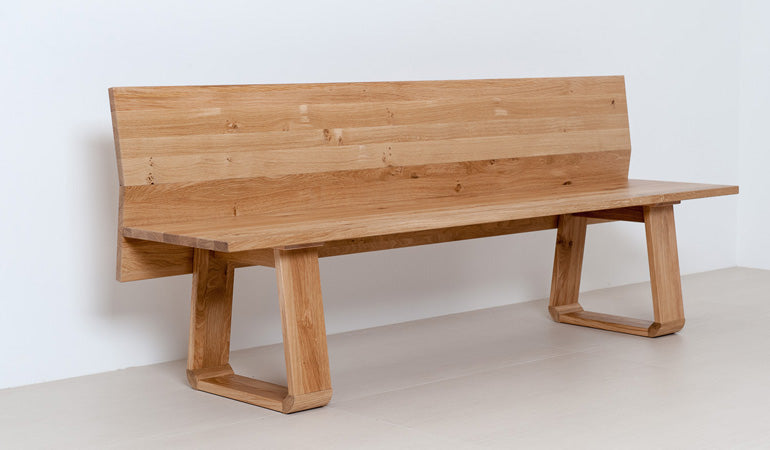 Massivholzbank 'Look' | mit Rückenlehne | in Zirbe, Fichte, Eiche, Buche, Nuss | B 100/200 x T 51 x H 81 cm | Made in Südtirol