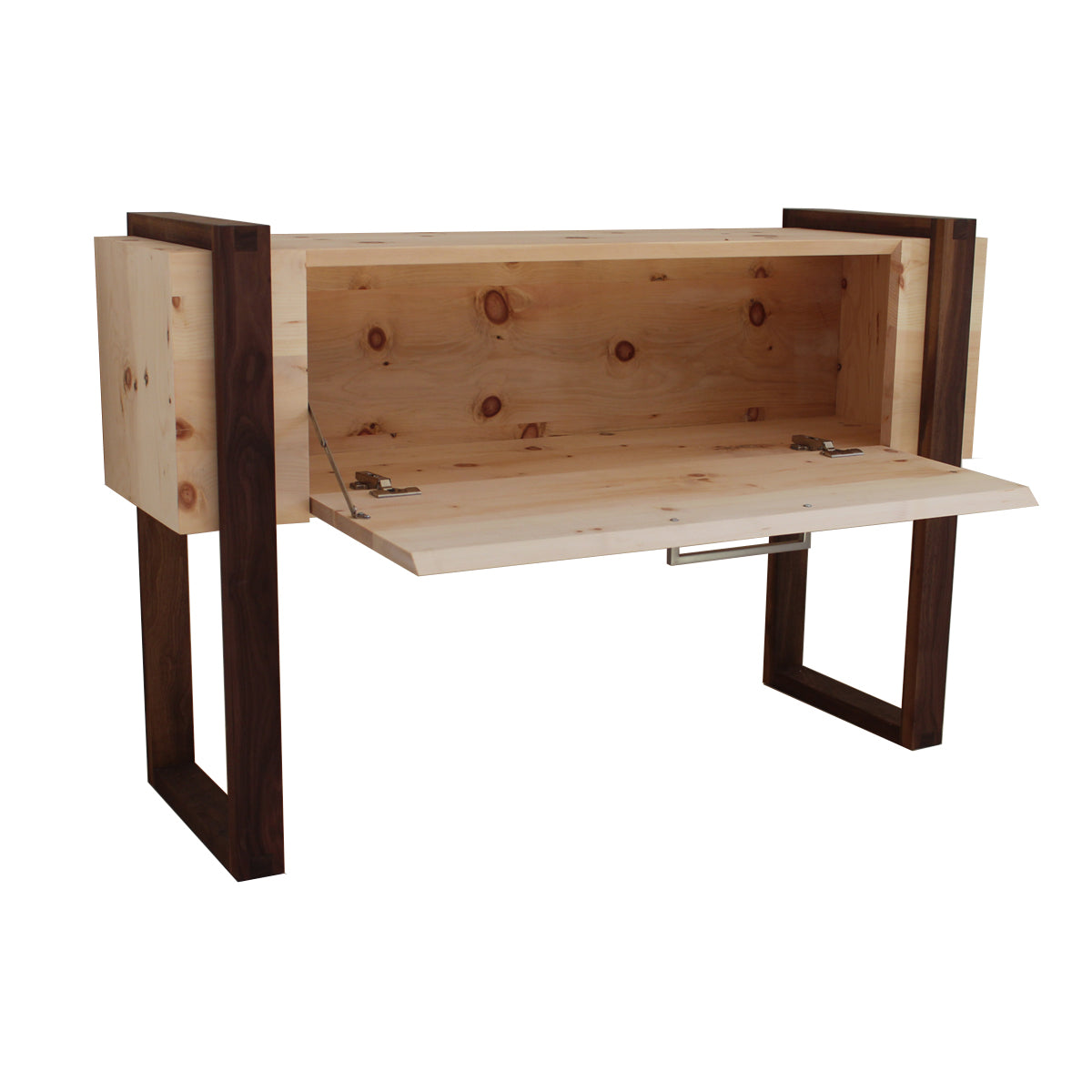 Sideboard 'Ahrn' | Zirbe roh | B 120 x T 37,5 x H 78 cm | Rahmen in Nuss | Made in Austria