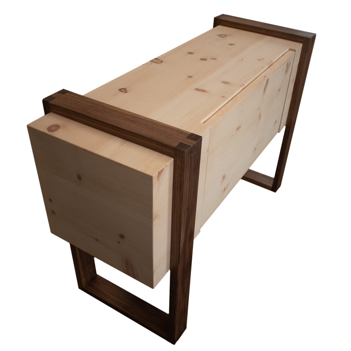Sideboard 'Ahrn' | Zirbe roh | B 120 x T 37,5 x H 78 cm | Rahmen in Nuss | Made in Austria