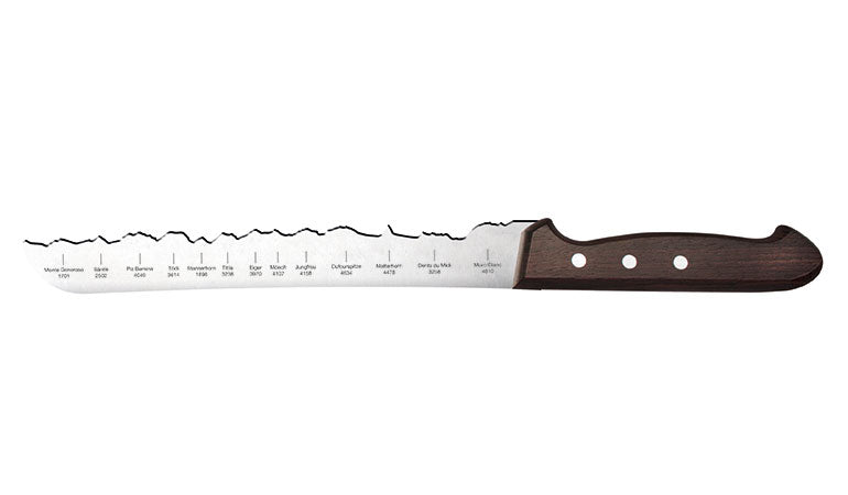Brotmesser 'Best of Switzerland' | mit Panoramaschliff | handgemacht | Aus Rockwell-Stahl mit Nussholzgriff | Made in Switzerland