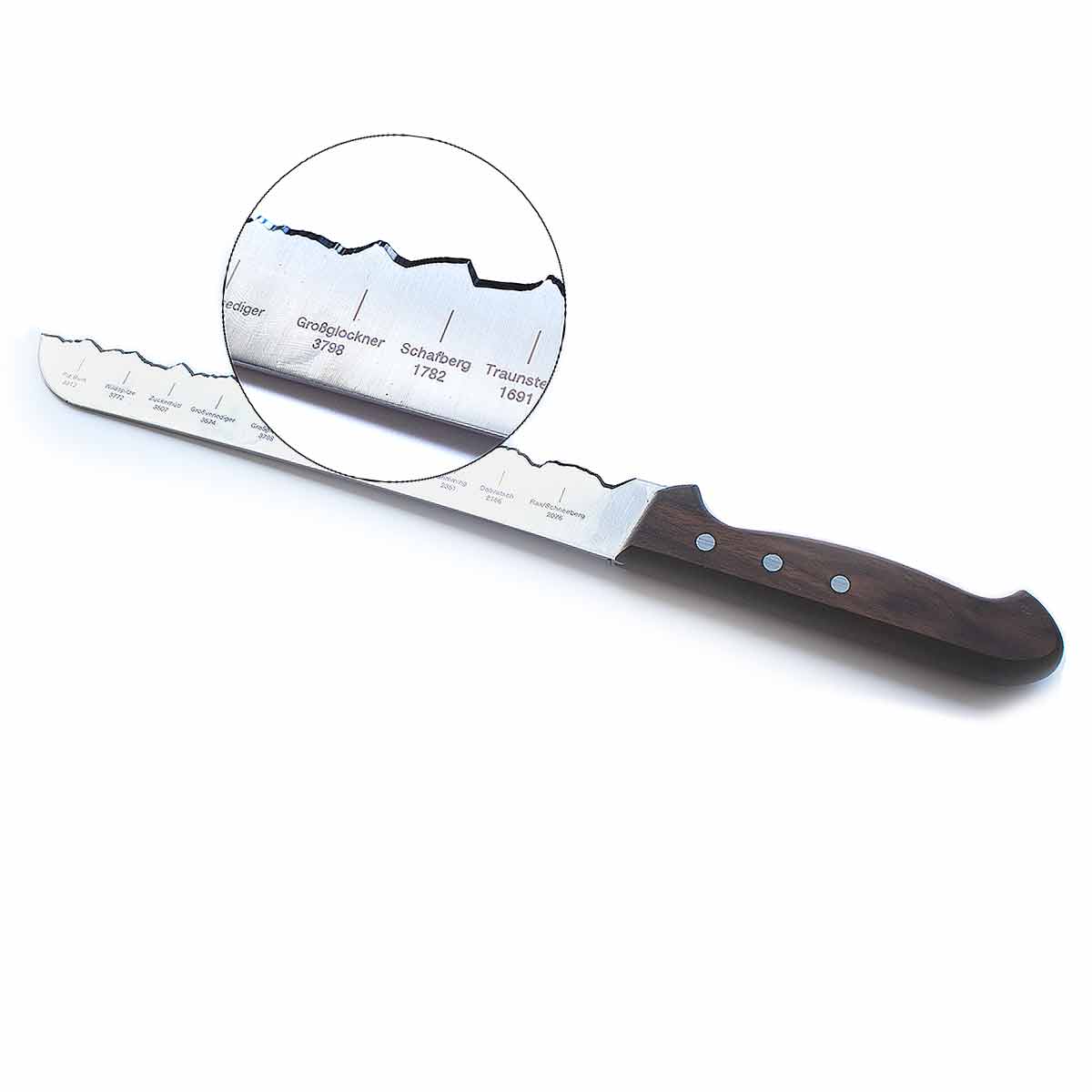 Brotmesser 'Best of Austria' | mit Panoramaschliff | handgemacht | aus Rockwell-Stahl mit Nussholzgriff | Made in Switzerland