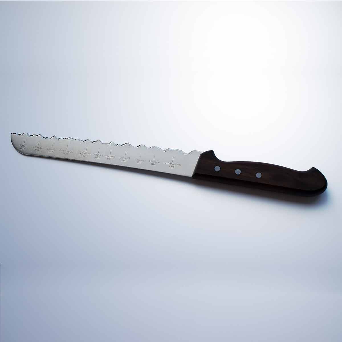 Brotmesser 'Best of Austria' | mit Panoramaschliff | handgemacht | aus Rockwell-Stahl mit Nussholzgriff | Made in Switzerland