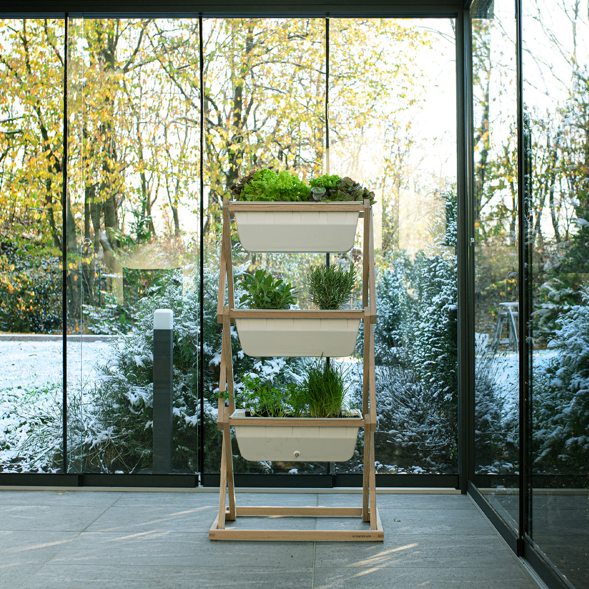Blumenkasten 'Vertical Garden' | Eichenholz und Kunststoff | Höhe 80, 115 oder 150 cm | Kastenvolumen je 8 Liter | Made in Germany